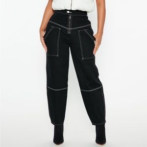 Winding Down Cropped Utility Jeans - Black
